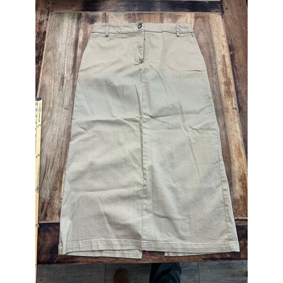 Self Contrast Anthropologie Skirt Slim Trouser Skirt Tan Size Large - Picture 5 of 10